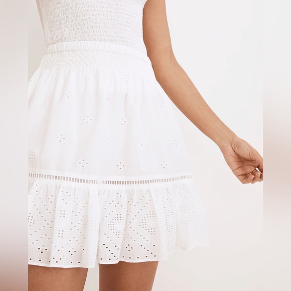 NWT Madewell Embroidered Smock Waist Ruffle Mini Skirt - Picture 3 of 13